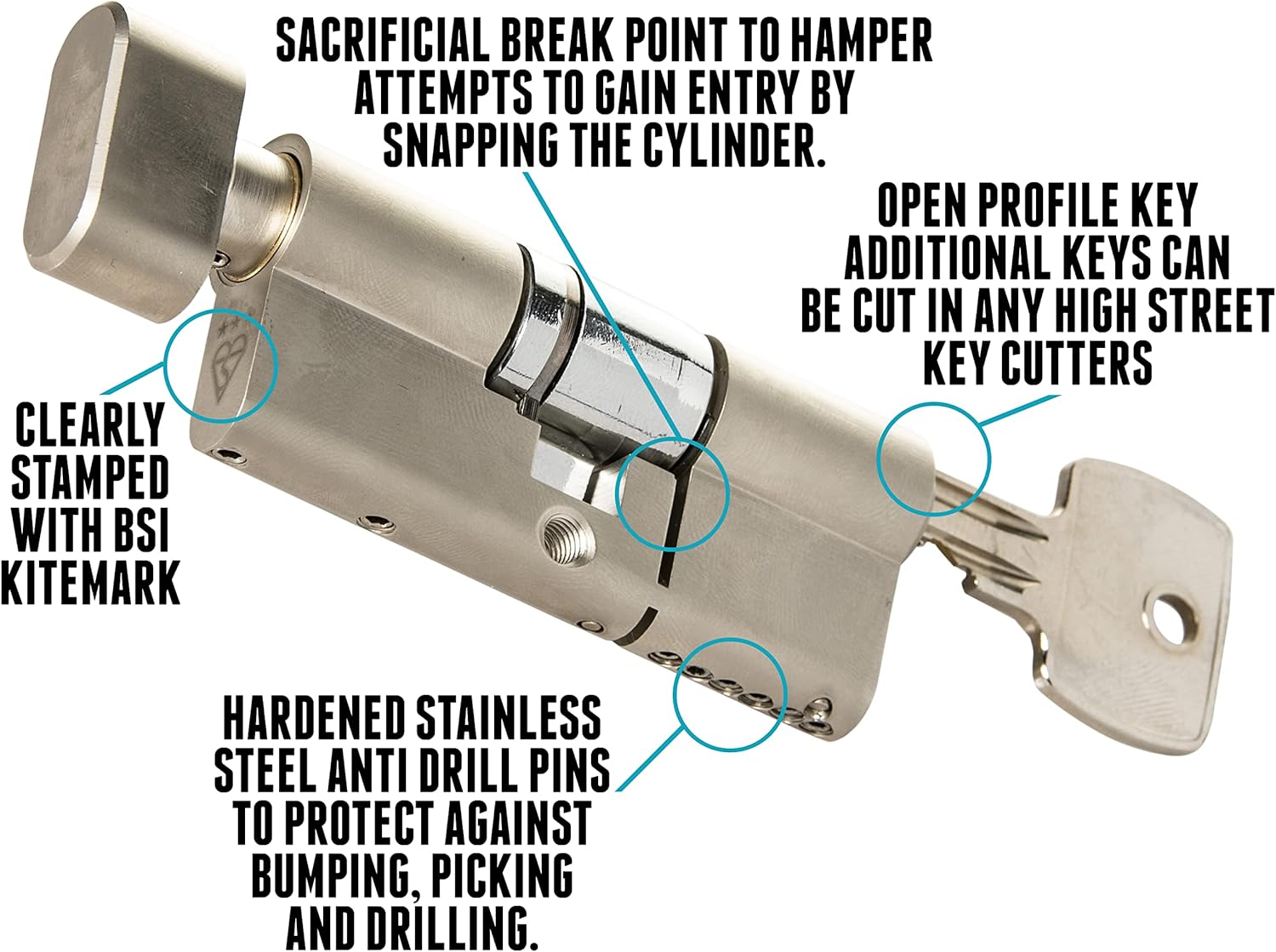 TS007 3 Star British Standard Insurance Approved Thumbturn Euro Lock