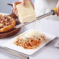 Vista 4 de Rallador de limón Zester, rallador de cítricos con asa, utensilios de cocina para queso, limón, chocolate, nuez moscada, jengibre, frutas, verduras