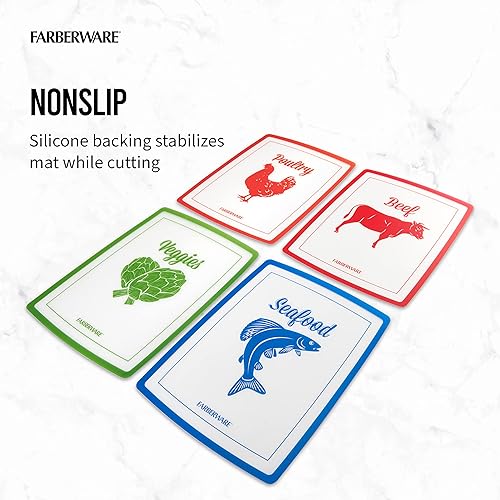 Vista 6 de Farberware Alfombrillas de corte flexibles con iconos de comida, 11 x 15 pulgadas, juego de 4