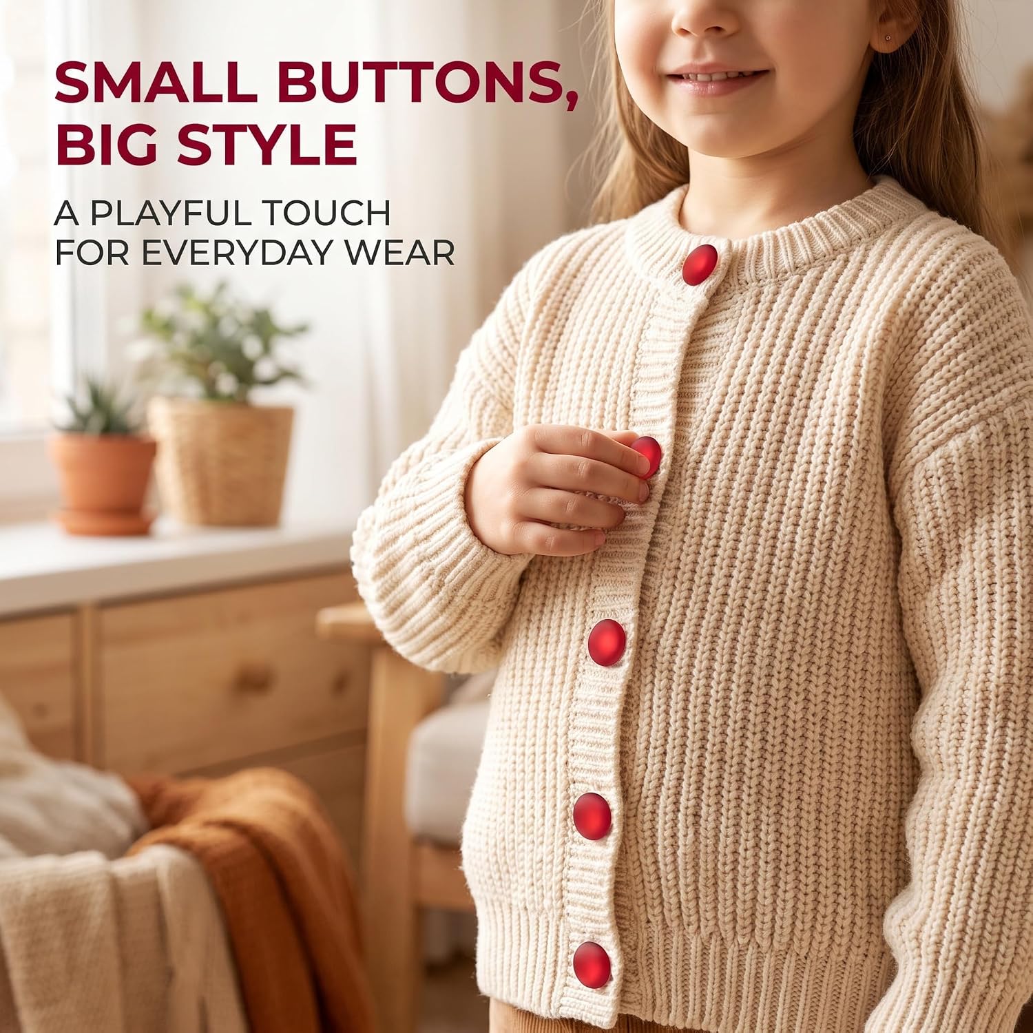 50pcs/Pack Red Resin Colored Shirt Pearl Buttons，Hand Sewn Button， for Craft Sewing Fasteners image 5