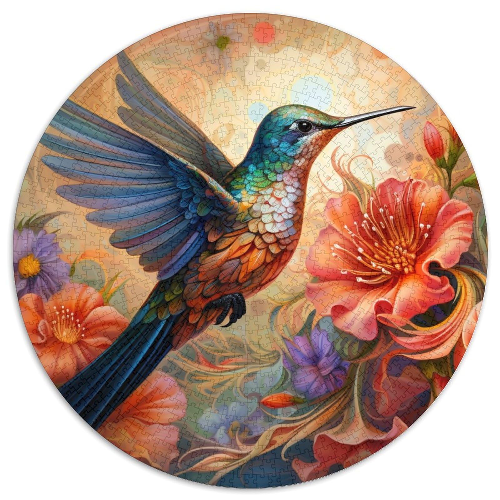 Hummingbird Art Jigsaw Puzzles for Adults Jigsaw Puzzles for Adults 1000 Piece Family Activity,DIY Home Decor, 67.5x67.5cm — image 1