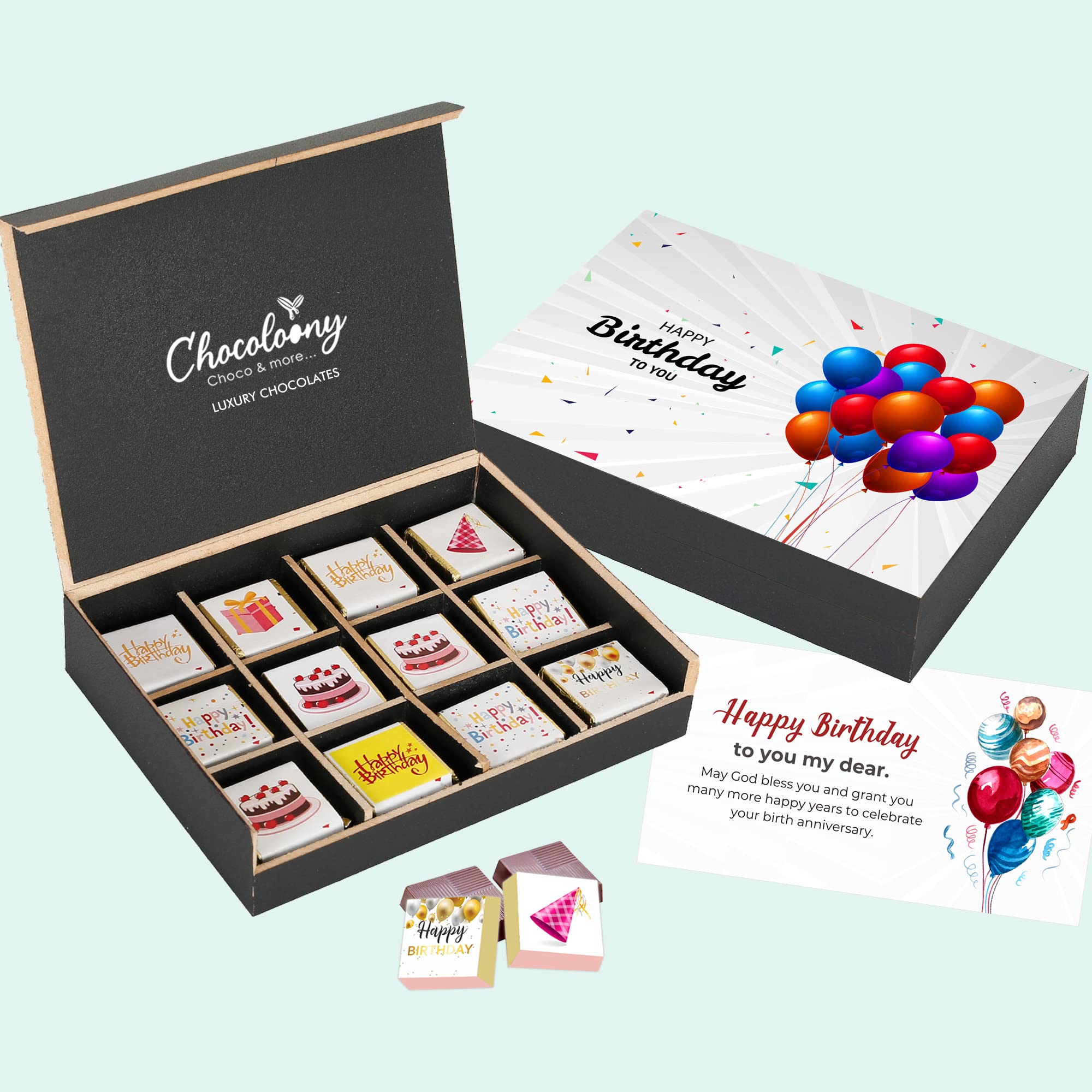 Chocoloony Birthday Chocolate Gift box 12pcs Milk Assorted Chocolates | Gift box for girlfriend, boyfriend, Wife, Husband | Surprise gift chocolate pack hamper | Special unique chocolates (B0BZ4B8XR4) Amazon Price History, Amazon Price Tracker