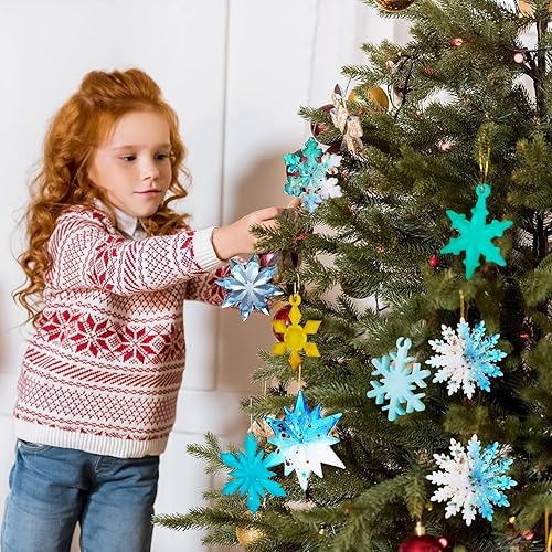 Miniatura 6 de Moldes de resina de Navidad, 8 piezas de molde de resina epoxi de silicona de copo de nieve de cristal de hielo 3D, llavero de jabón, molde de