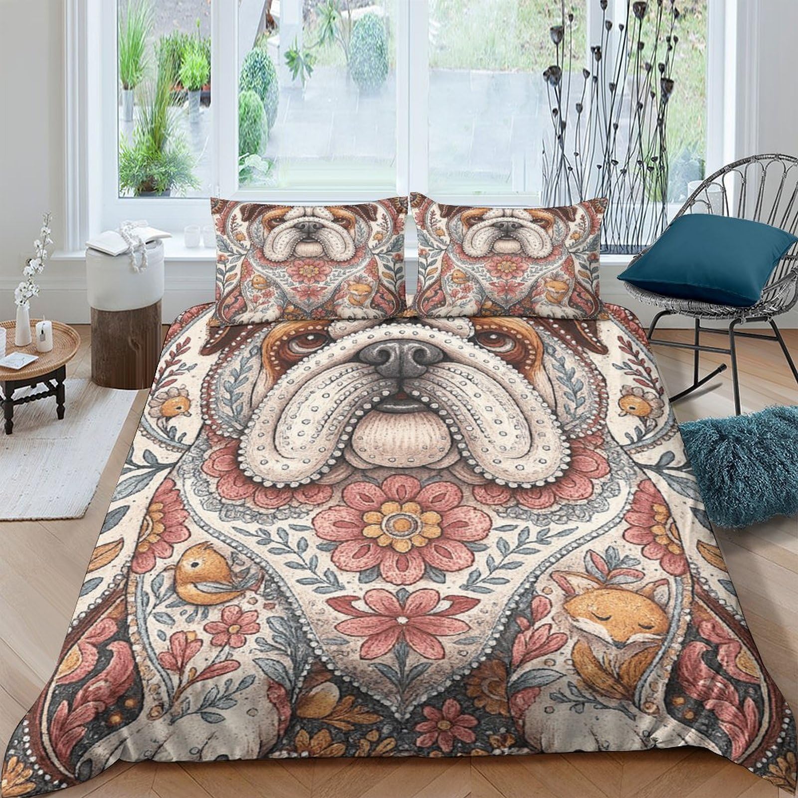 Housse de couette chien anti-plis en microfibre douce 140x200