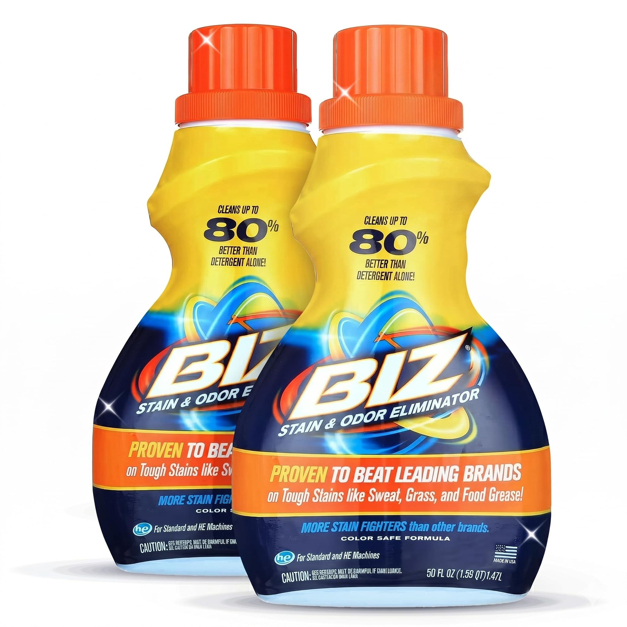 Biz Laundry Detergent Liquid Booster, Stain and Odor Eliminator for Tough Stains Like Sweat Grass and Food Grease, Best Stain Remover for Clothes,