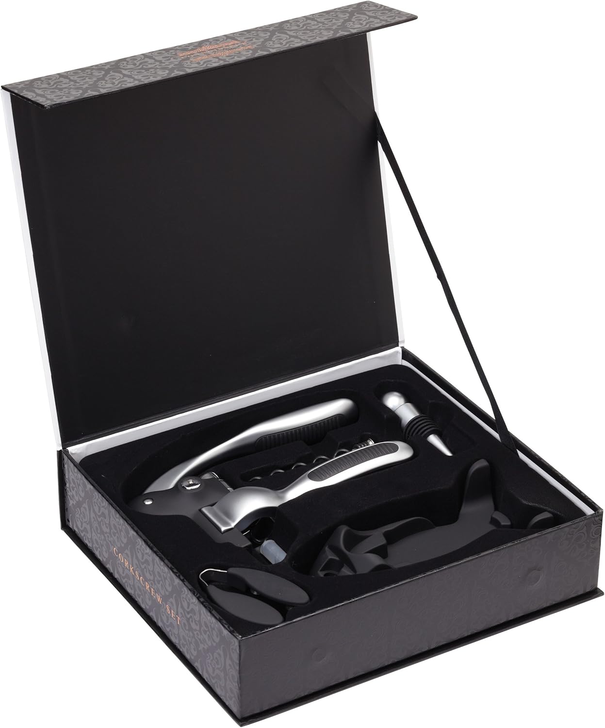 Exсluѕіvе Dіѕсоunt 🔥 Kitchen Craft Connoisseur Lever-arm Corkscrew Set, 5 Pieces, Black and Silver