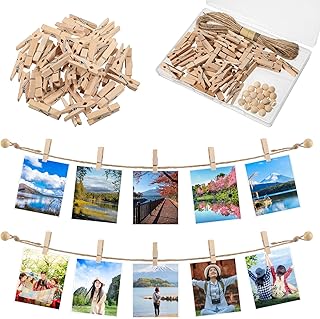 32.8 Ft Hanging Photo Display String with 50 Clips, Boho Picture Frame Wall Decor Banner Art Holder String for Bedroom Room Dorm Cubicle Office Decor