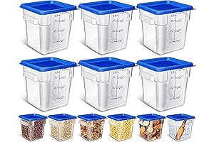 6-Pack 4 Qt Square Acrylic Airtight Food Storage Containers with Lids