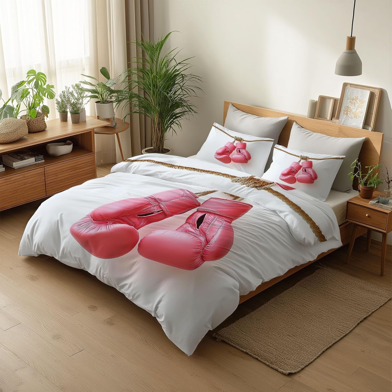 Funda Nordica Cama 180 Guantes de Boxeo Microfibra 3D Funda Edredon 260 x 240 cm Boxeo Ligero Transpirable Ropa de Cama con Cremallera y 2 Fundas de Almohada c-2610