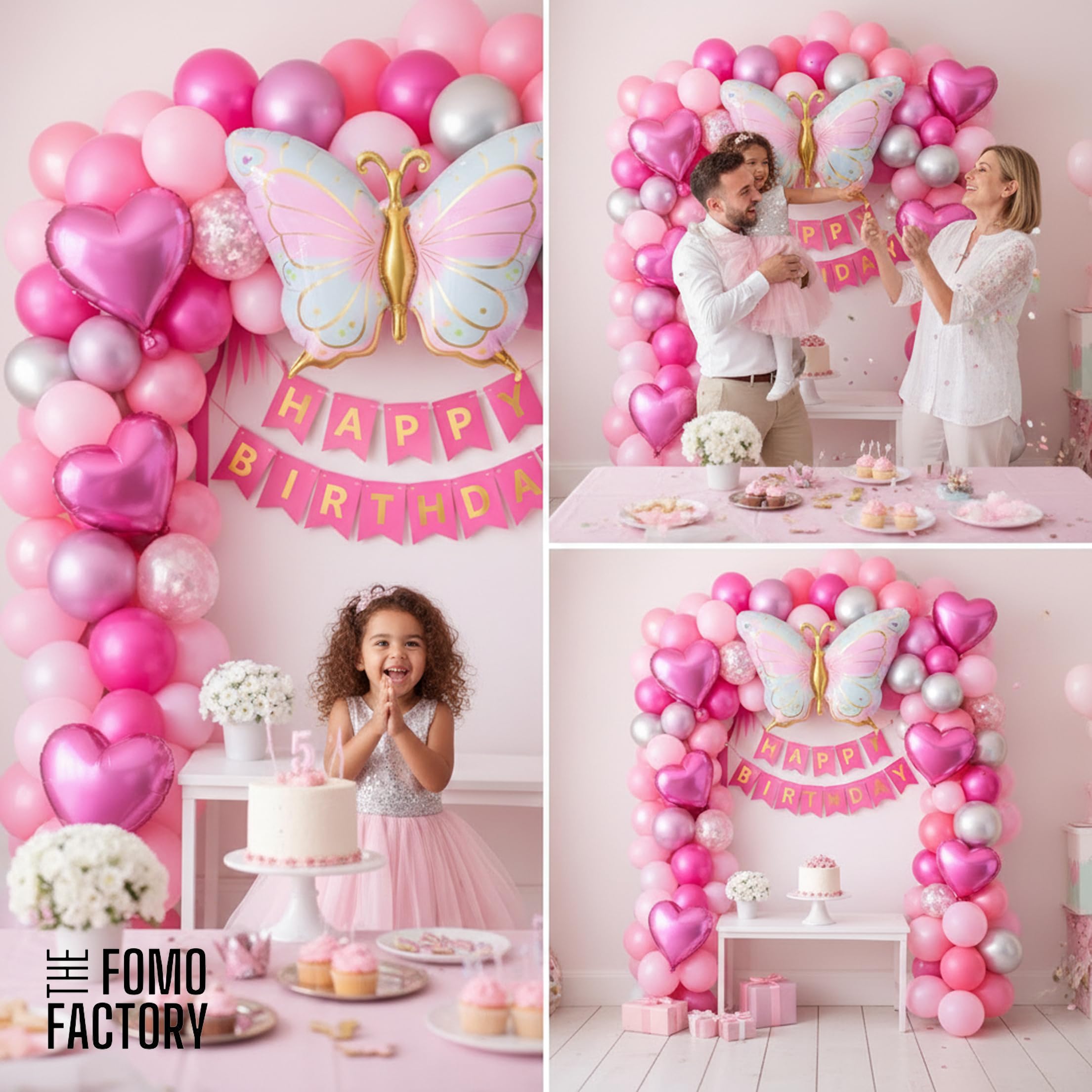 Butterfly Birthday Party Decorations - Pink & Gold -6