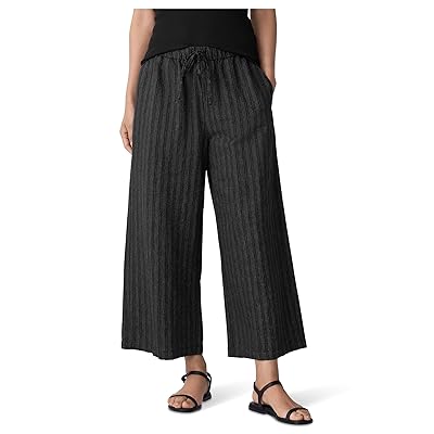 Eileen Fisher Cotton Blend Stripe Stitch Wide Cropped Pant Women