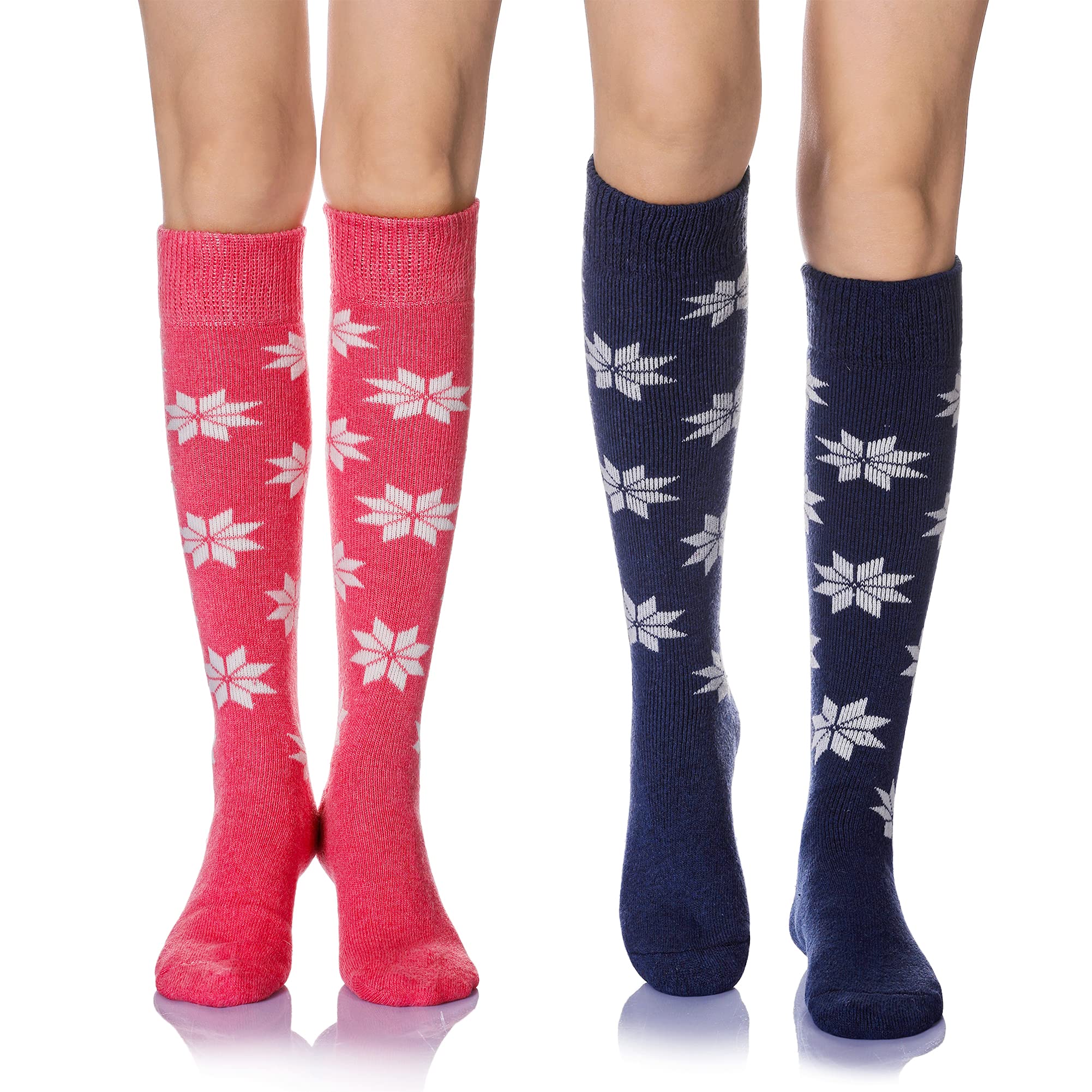 DoSmart Womens Winter Warm Knee High Socks Ladies Wool Cozy Thick Hiking Skiing Comfy Thermal Boot Long Socks 2 Pairs
