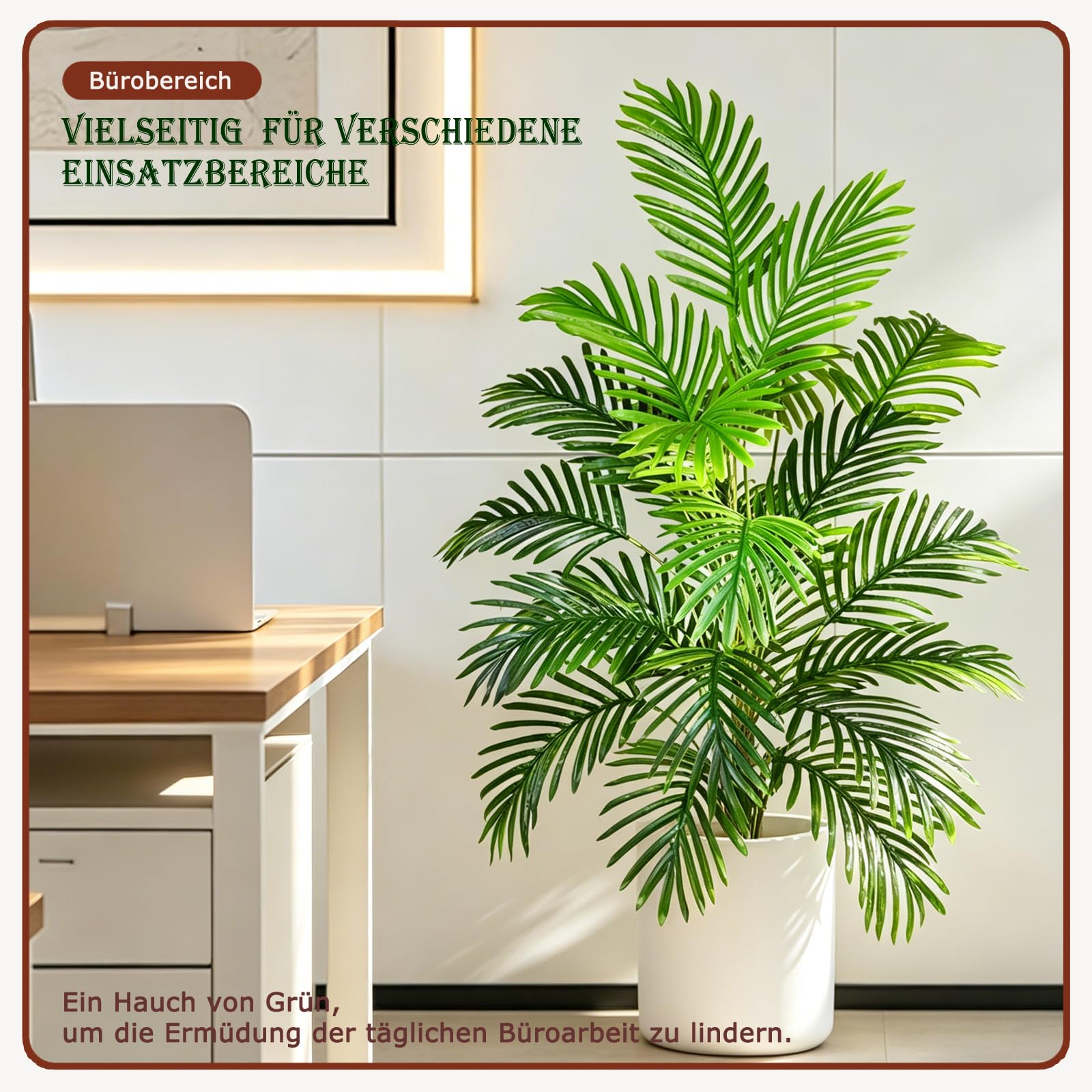Kunstpflanze Groß Palme Kunstbaum，120cm Hoch 24 Zweige Tropische Aesthetic Deko Schlafzimmer Badezimmer außenbereich Büro Garten Hochzeit Party Deco (Areca Palm-D24-1P, 120x 70 cm)