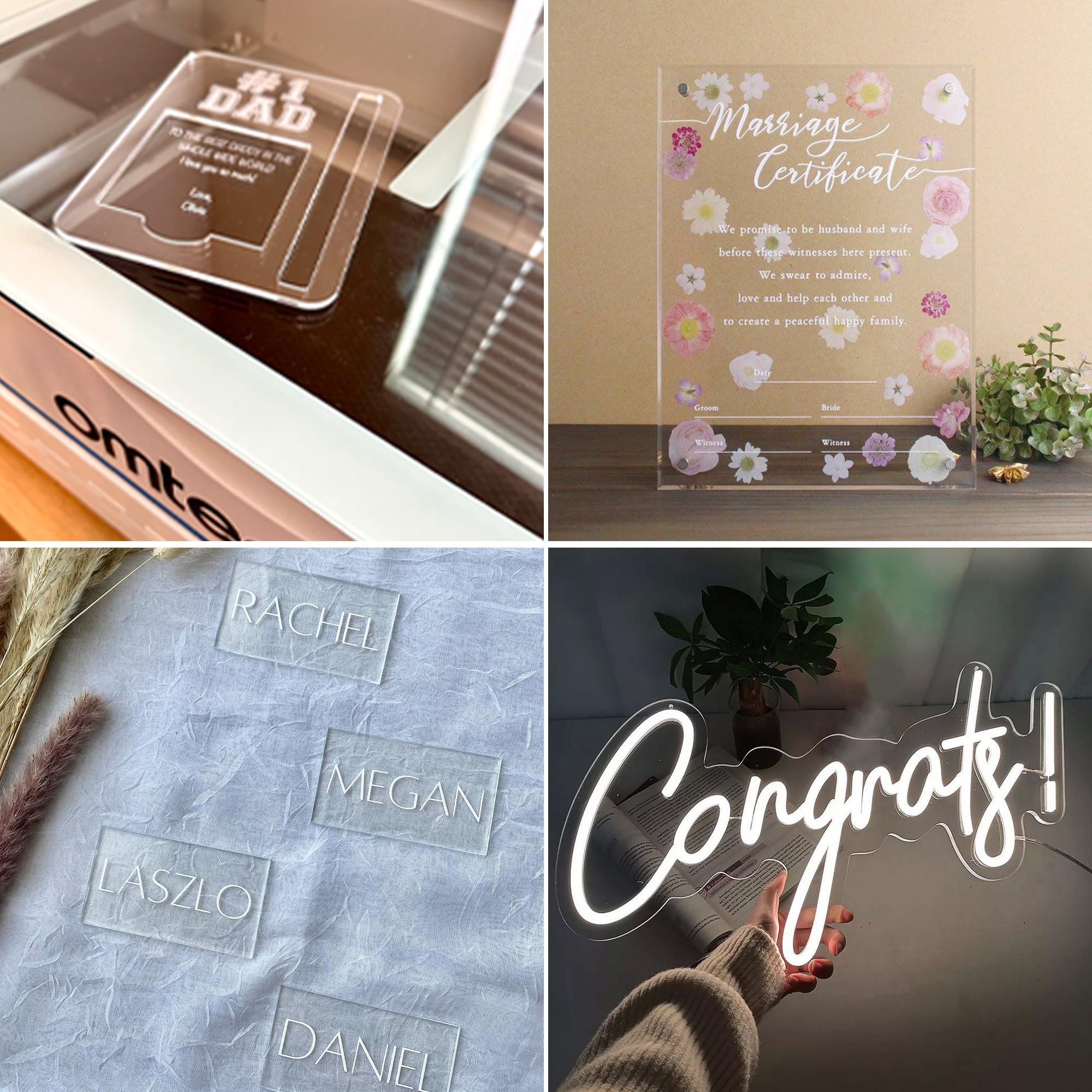 Clear Acrylic Sheets - 10 Pack for DIY & Laser Engraving -3 Clear Acrylic Sheets - 10 Pack for DIY & Laser Engraving -3