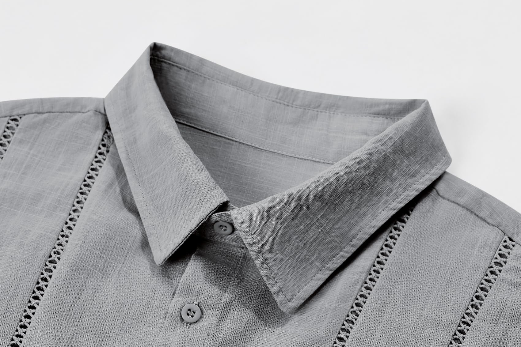 Set di 2 pezzi di lino da uomo, vestibilità normale, con bottoni, camicia da spiaggia e pantaloncini, a maniche corte