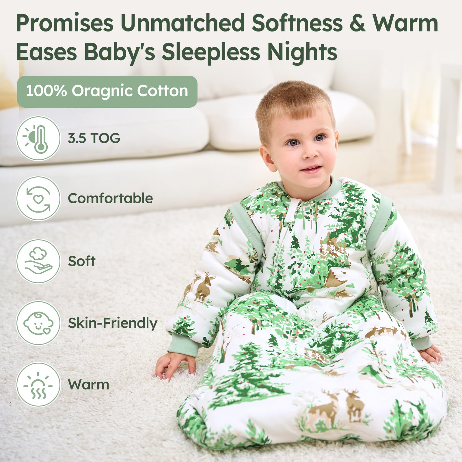 Unnivoll Sac de couchage bébé hiver 3,5 Tog