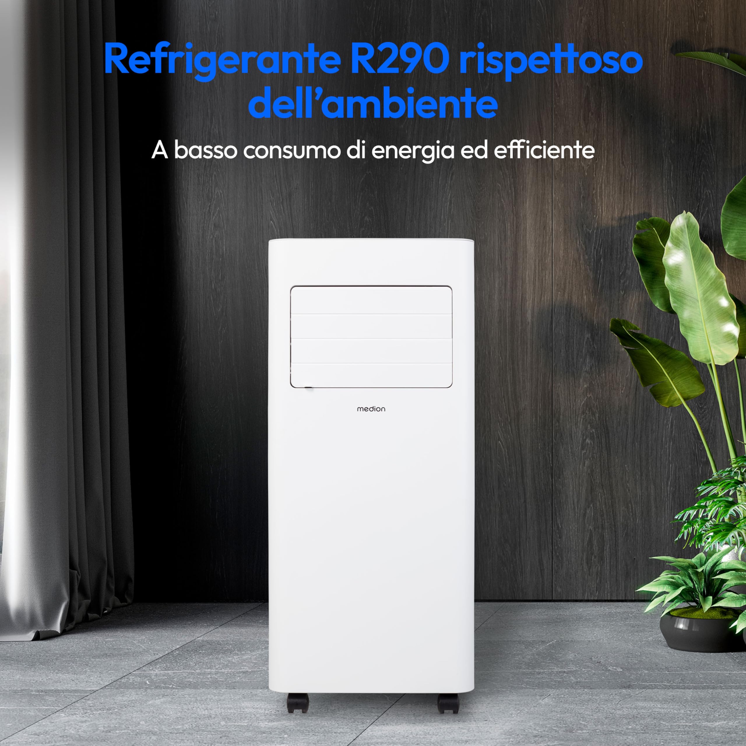 MEDION Condizionatore Portatile E701 (7000 BTU 3-in-1, raffreddamento, ventilazione, deumidificazione, modalità notturna, schermo a LED, con telecomando e kit installazione, MD 37730)