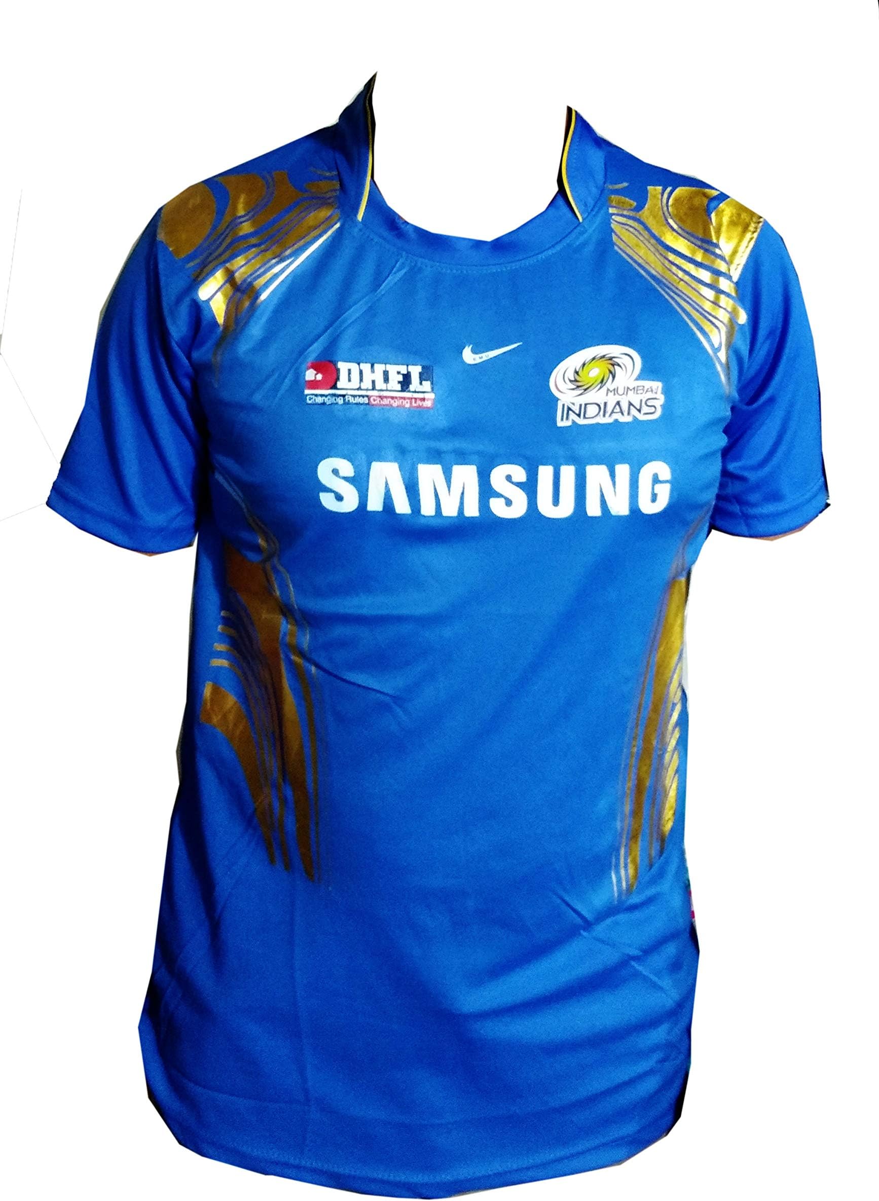 Men's Polyester Mumbai Indian Jersey (Blue, XL)