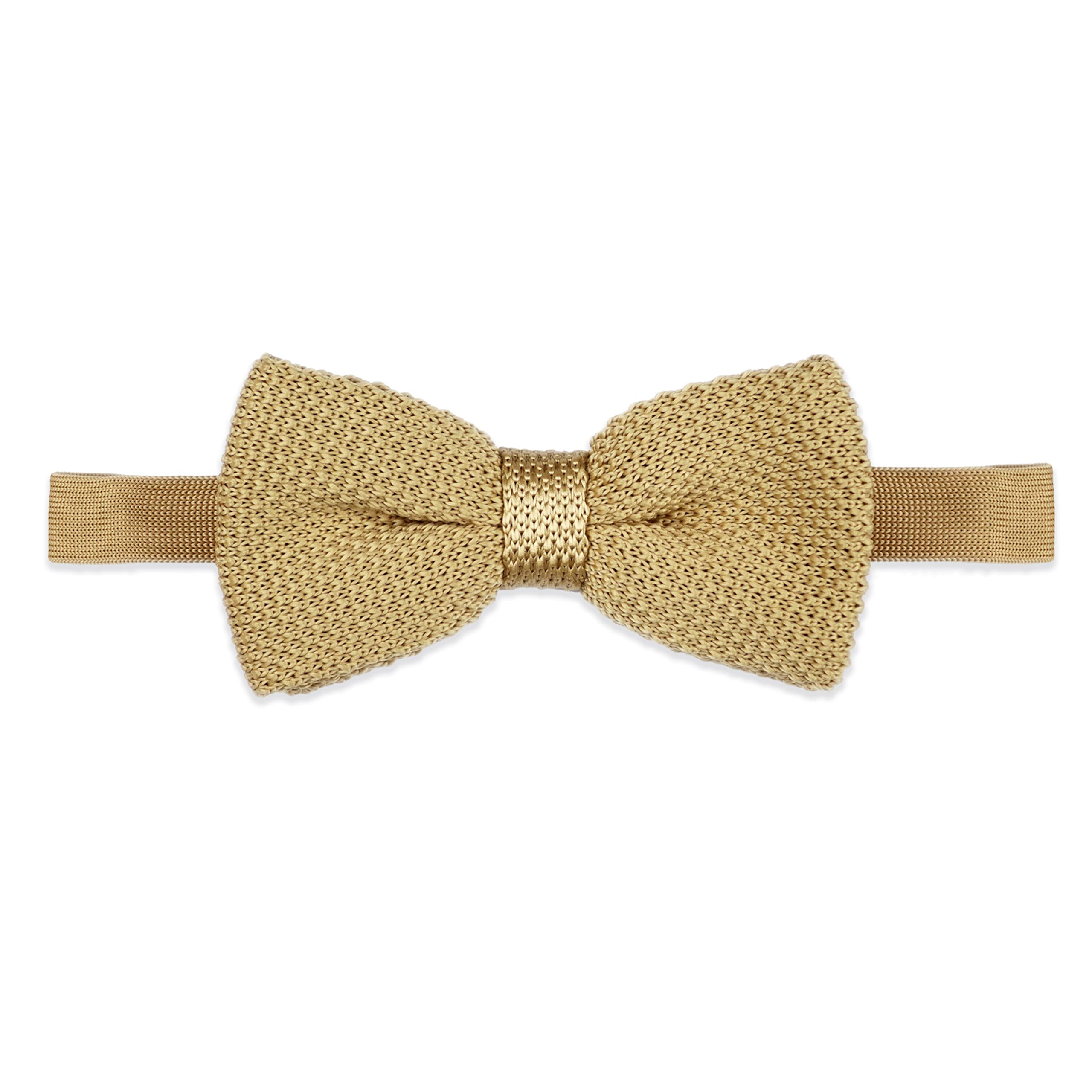 The Gents Lab Men's Beige - 100% Polyester Adjustable Knitted Bow Tie (Beige)