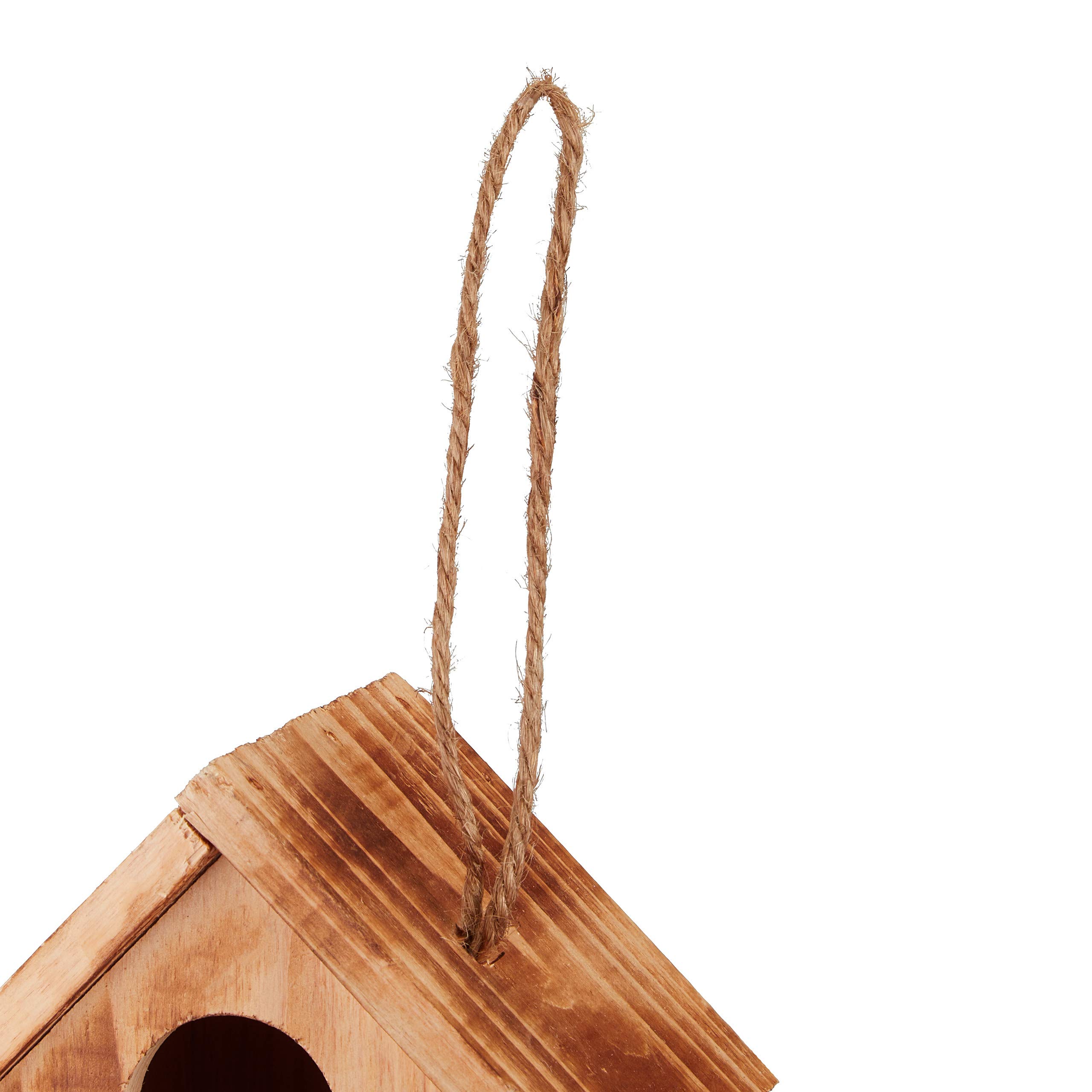 Relaxdays Nid d’Oiseaux, à Suspendre, Balcon, terrasse, Jardin, Bois brûlé, Niche déco, HLP 34x20x19 cm, Naturel