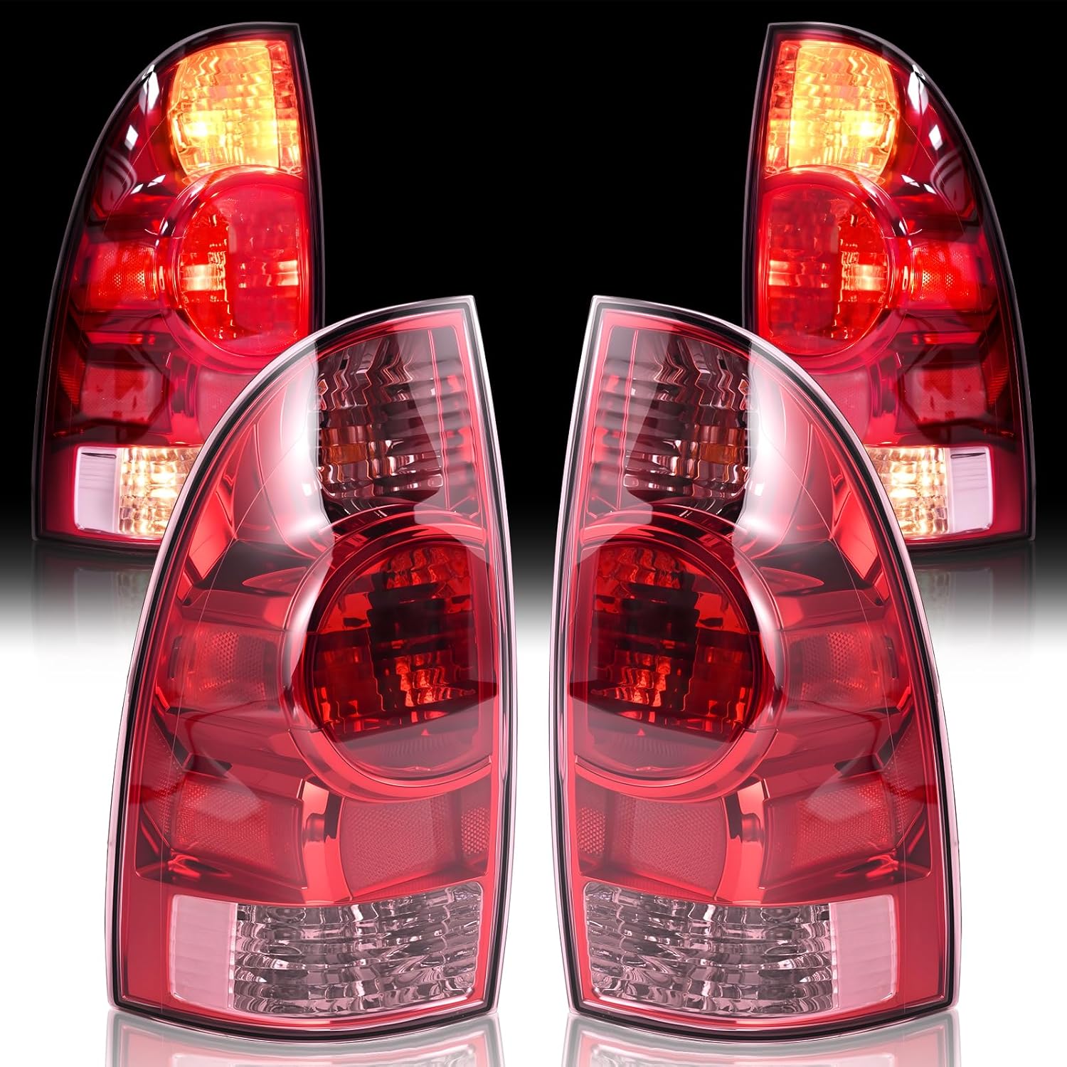 LED Tail Lights Assembly Compatible with 2005-2015 Toyota Tacoma Pickup Taillight Rear Brake Light, Left Driver and Right Passenger Side w/Bulbs and Harness, Replaces 81550-04160 81560-04160
