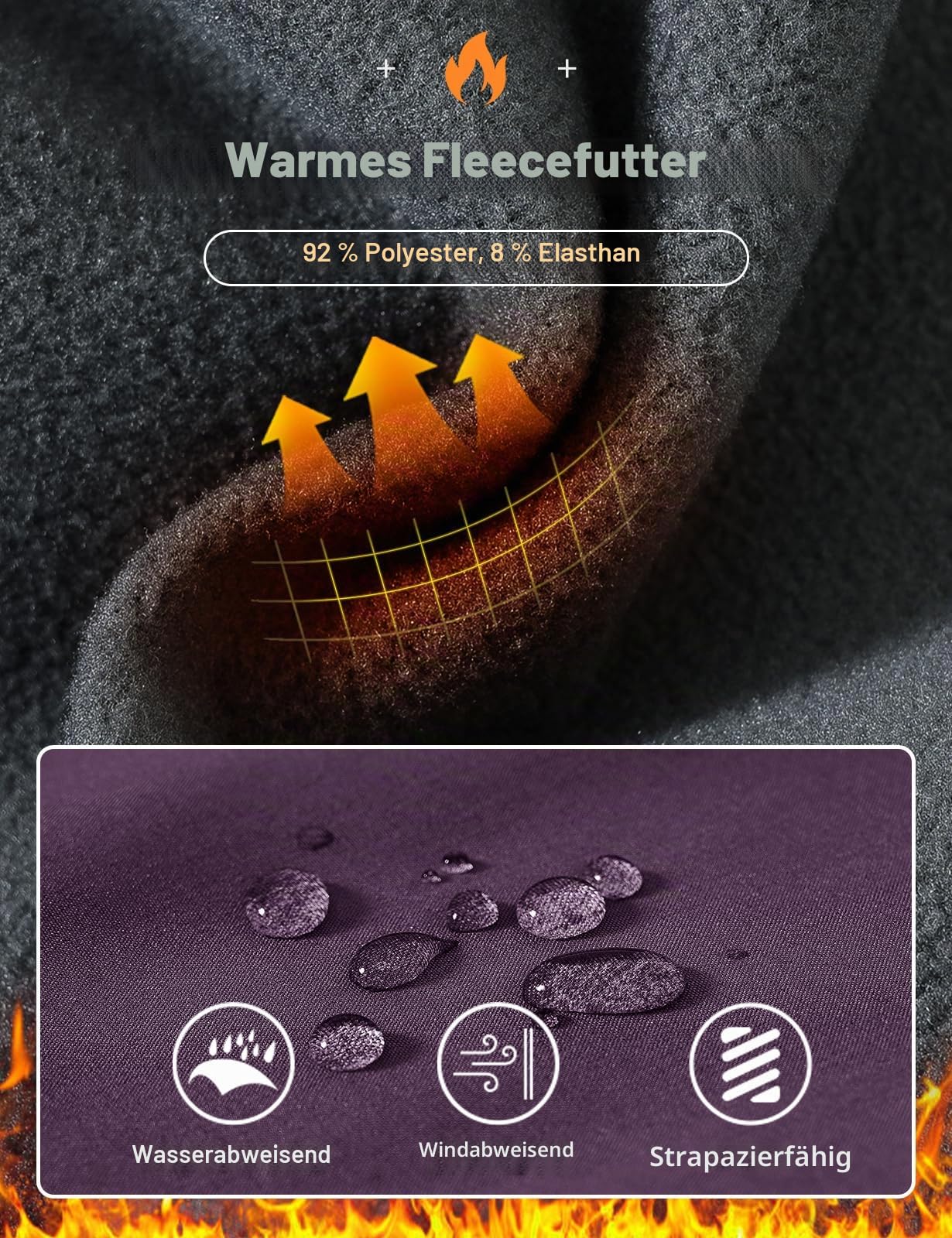 donhobo Damen Wanderhose Outdoorhose Wasserdicht Softshellhose Winddicht Warm Gefüttert Snowhose Skihose Winter Trekkinghose
