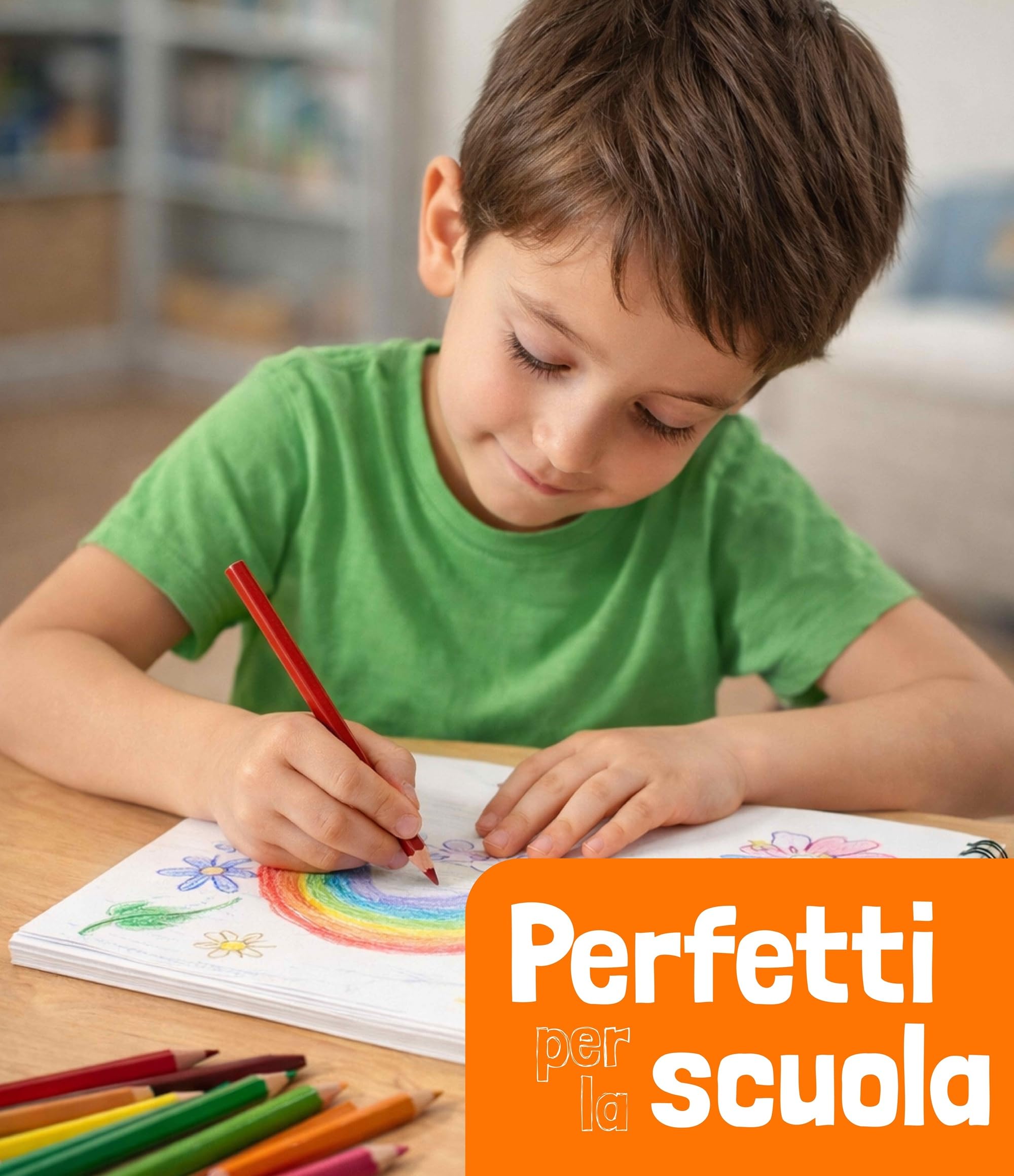 Seven Set Matite Colorate - Scatola da 18 pz - Confezione Pastelli Scuola, Ufficio - MINA 4.0 - Spazio Etichetta Nome
