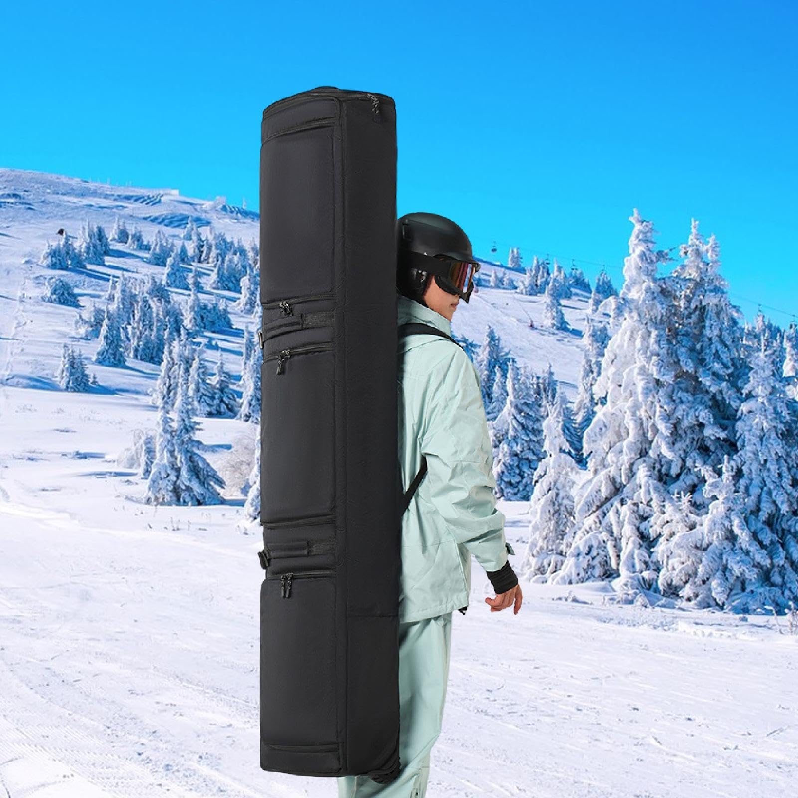 Snowboard Aufbewahrungstasche Rollender Ski Rucksack mit Rädern Stiefel Jacken Organizer wasserdichte Tasche für Flugreisen Familiena
