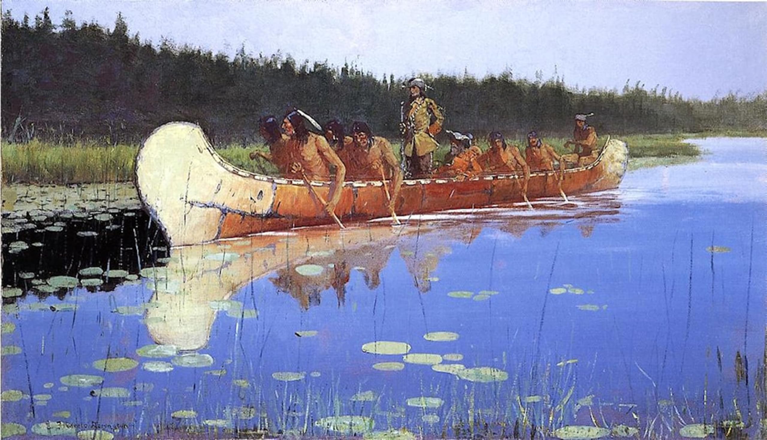ARTXLXXBN Famous Print Painting Colorful Art Print Radisson and Groseilliers by Frederic Remington Canvas Art Decorations for Home Decor 60x90cm