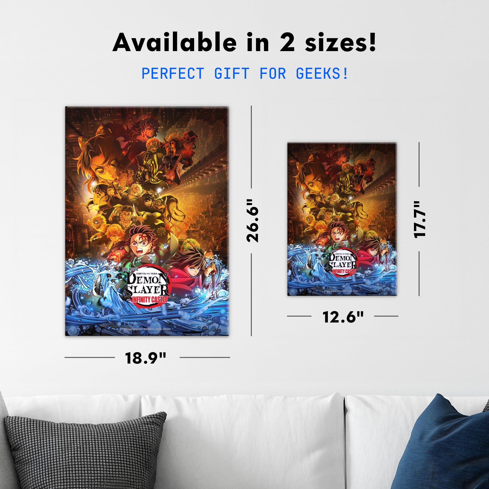Displate Metall poster Demon Slayer Infinity Castle - The Final Größe L | Bilder Wanddeko Wohnzimmer & Schlafzimmer Wandbilder, Geschenk. Wandkunst mit Magnet-Befestigung, ohne Bohren.