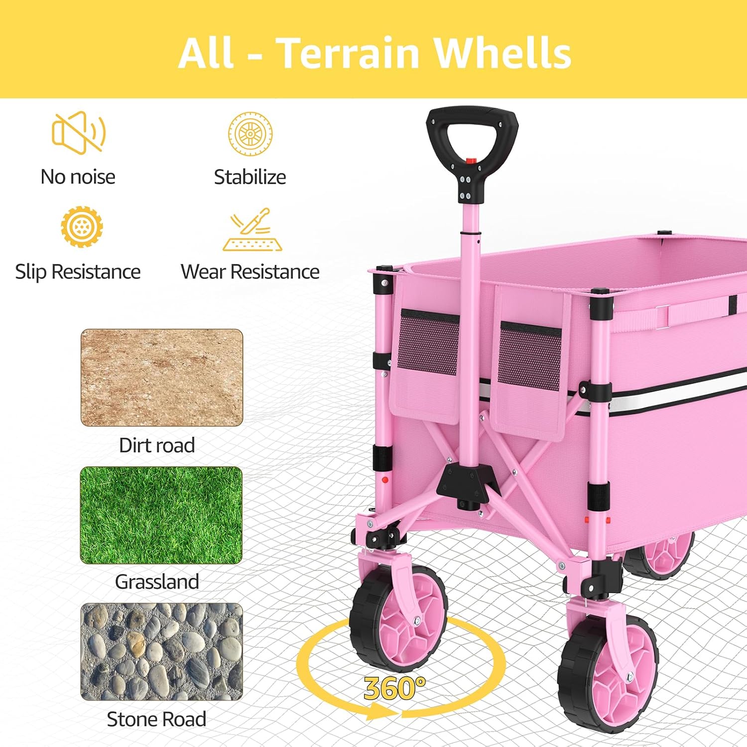 Collapsible Wagon Cart with Wheels Foldable - Folding Utility Heavy Duty