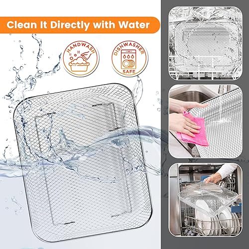 Miniatura 6 de Cesta de repuesto para freidora de aire nuwave bravo xl freidora de aire tostadora horno inteligente, 11.7 x 9.7 pulgadas de malla antiadherente