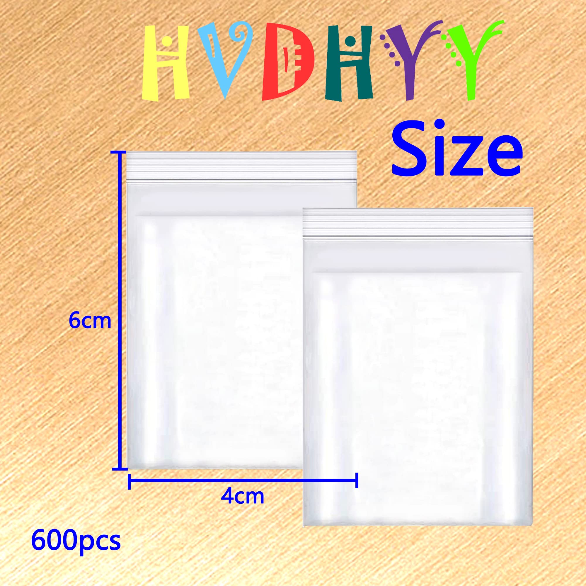 Woreczki Strunowe Małe 600 Sztuk 40 mm x 60 mm 160µ Foliowy Worek Zamykany do Ponownego Zamknięcia