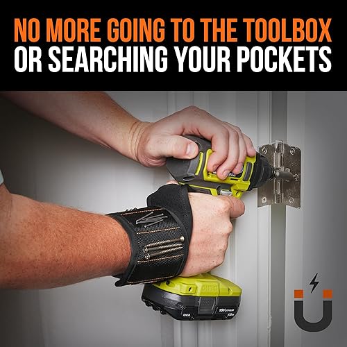 Miniatura 2 de RAK Pulsera magnética, lazo para el pulgar para sujetar tornillos, clavos, brocas para hombres, hecha de nailon balístico de alta calidad, imanes