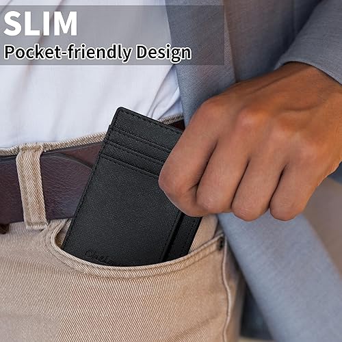 Vista 47 de Cartera Chelmon Slim RFID - Cartera de bolsillo frontal minimalista para tarjetas de crédito delgadas Negro carbón,Rosa,Negro (Black Cross),Gen