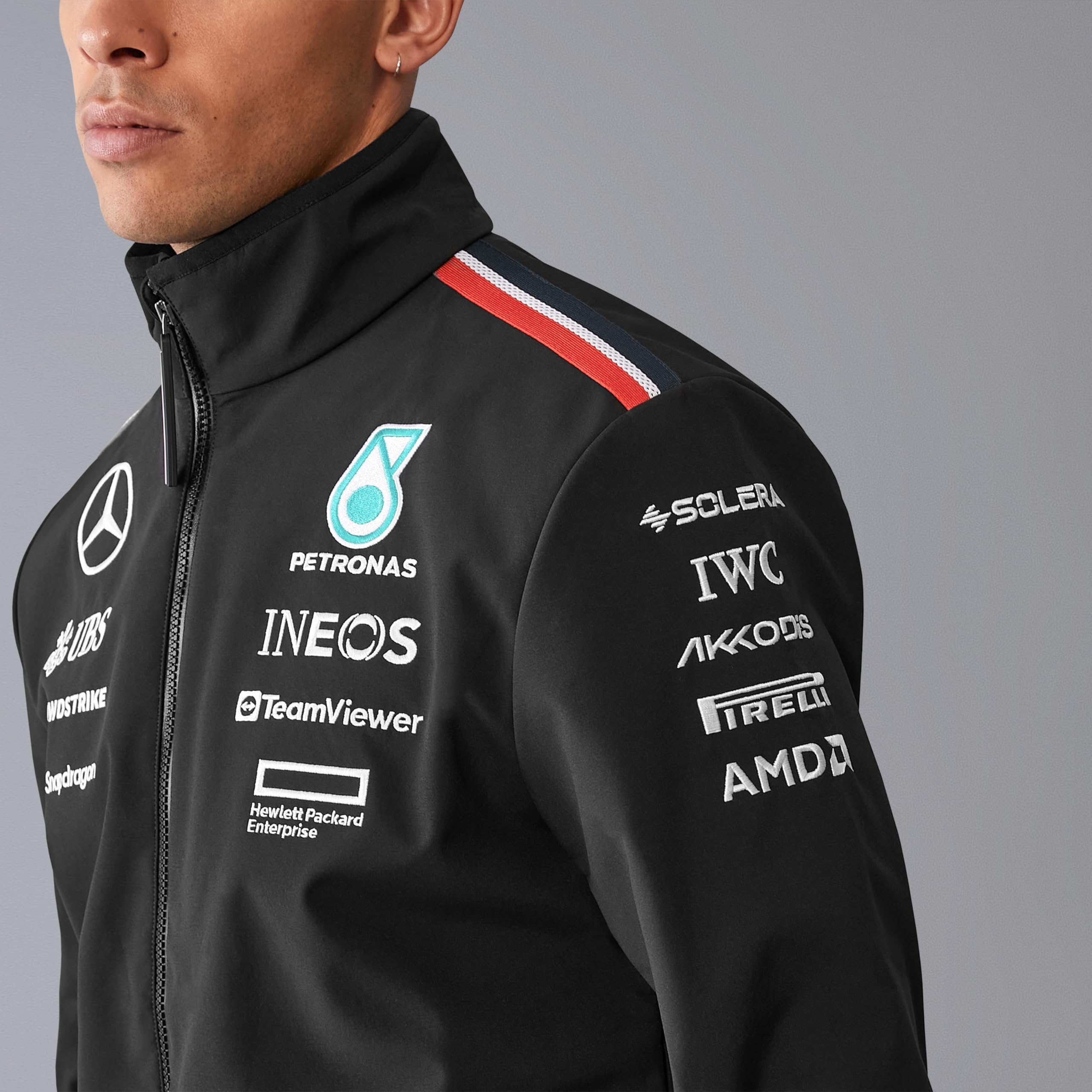 Mercedes AMG Petronas Chaqueta Softshell del equipo F1 2024 para hombre - Negro - Tamaño: XXL