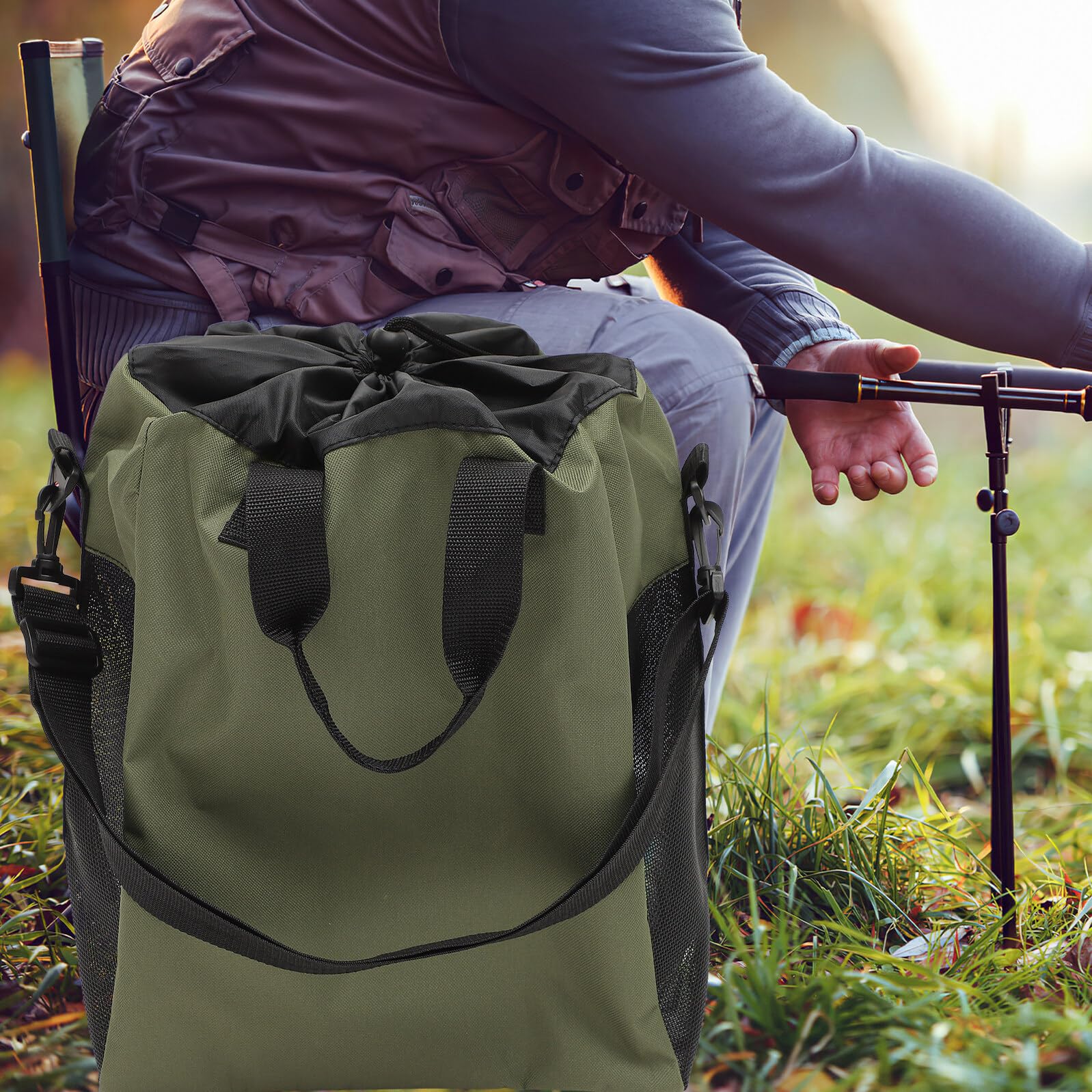 Borsa per Stivali da Pesca all Aperto Oxford Cinghie Regolabili e Rete Traspirante, Contenitore per Stivali da Pesca e Wader