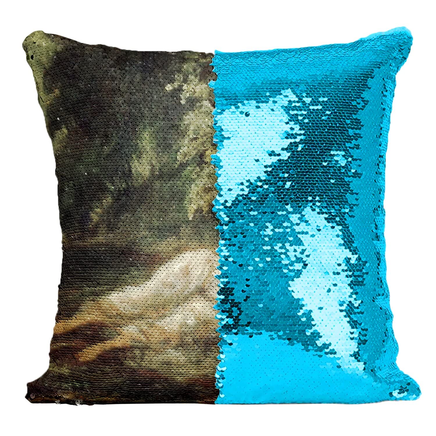 Coussin Sequin Paillettes Turquoise Eugene Delacroix de luxe