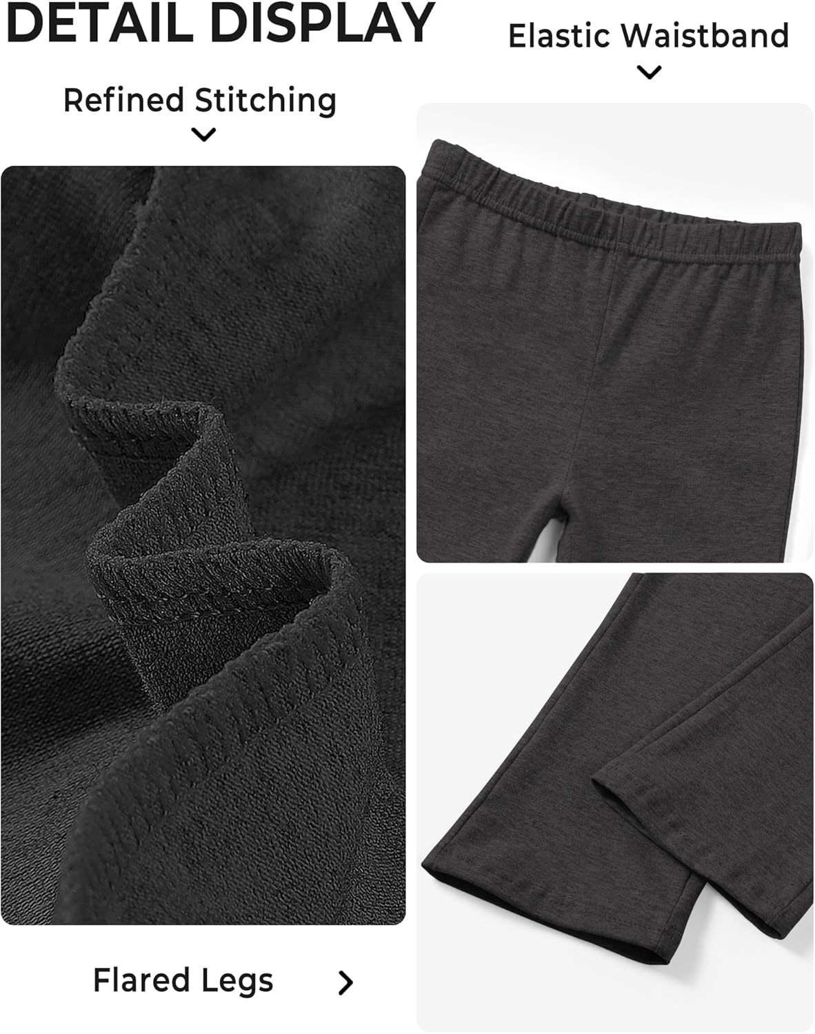 BOOPH 5 Pack Girls Flare Leggings High Waist Bell Bottom Pants Kids Cotton Casual Clothes for Teen Girl - Image 4