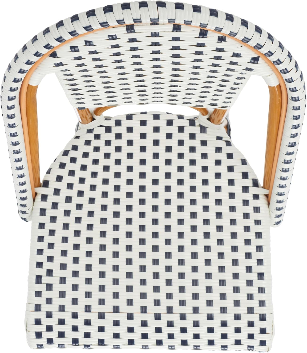 SAFAVIEH Outdoor Collection California Bistro White/Navy 25-inch Seat Height Counter Stool (Fully Assembled)
