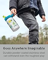 Vista 2 de CamelBak Eddy+ Kids - Botella de agua con válvula de mordida y pajita aislada de acero inoxidable, perros en bicicleta, 12 onzas