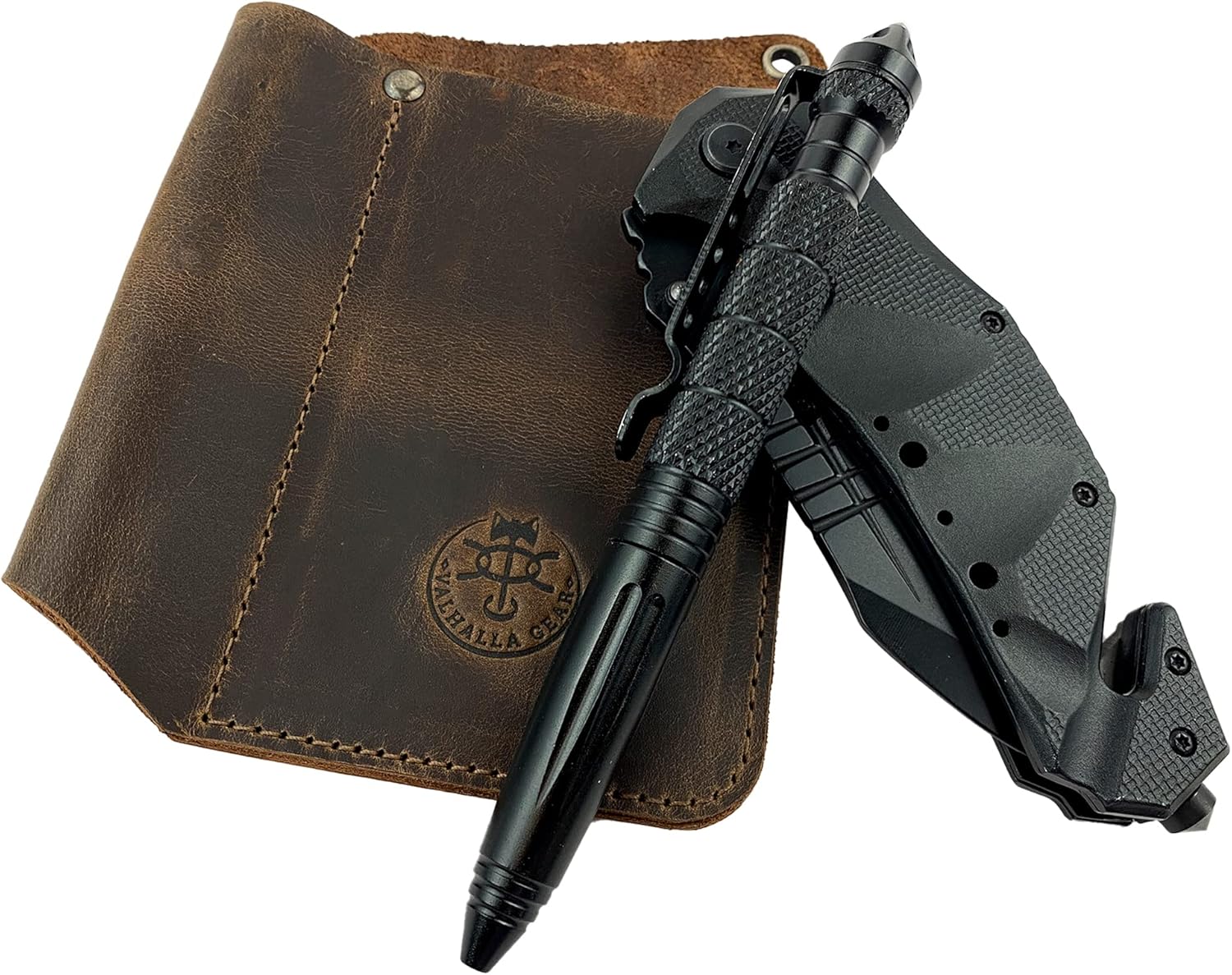 Tool Holster Handmade from Full Grain Leather - Multitool Holder, Knife Sheath, Camping & Outdoor Accessories - Bourbon Brown