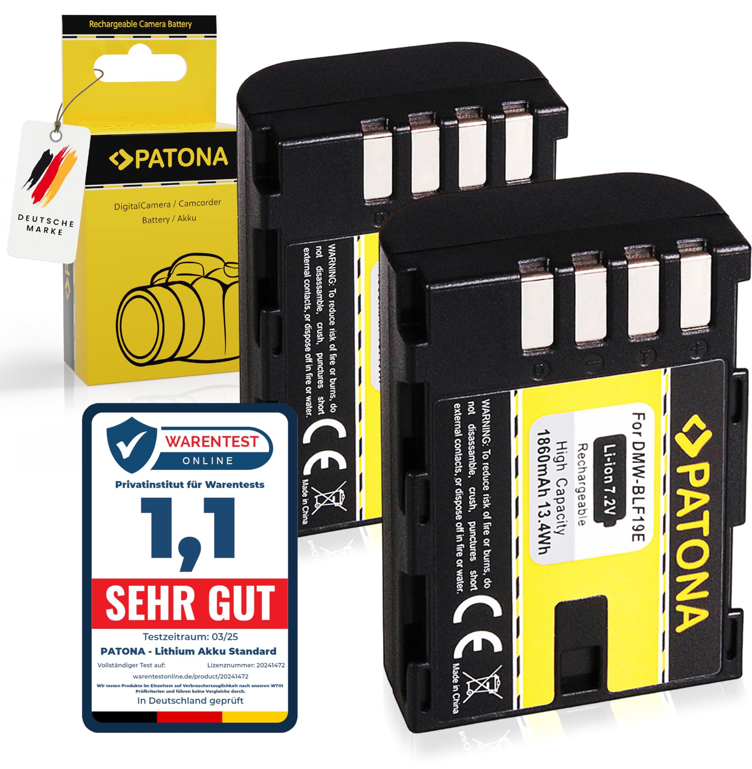 Batteria PATONA DMW-BLF19 1860mAh Compatibile Con Panasonic Lumix GH5, GH4, GH3, G9 E Sigma BP-61