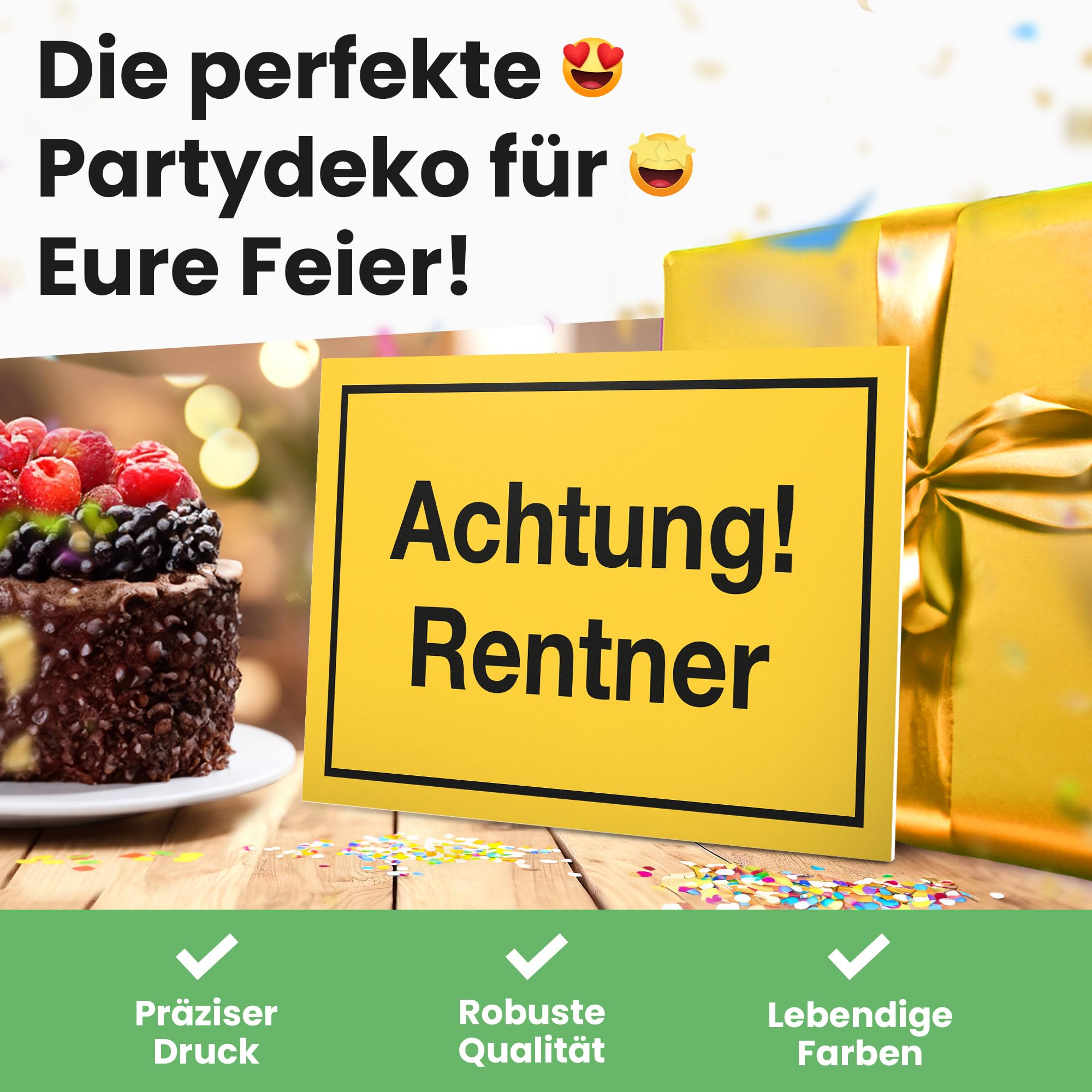 DankeDir! Achtung Rentner, Plastic Sign Funny Saying, Retirement Farewell Decoration Gift Idea Card - Image 4