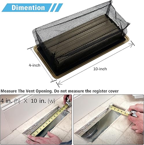 Miniatura 8 de Trampa para cubierta de registro de piso, pantalla de cubierta de ventilación de aire para el hogar, 6 piezas (4 x 12 pulgadas)