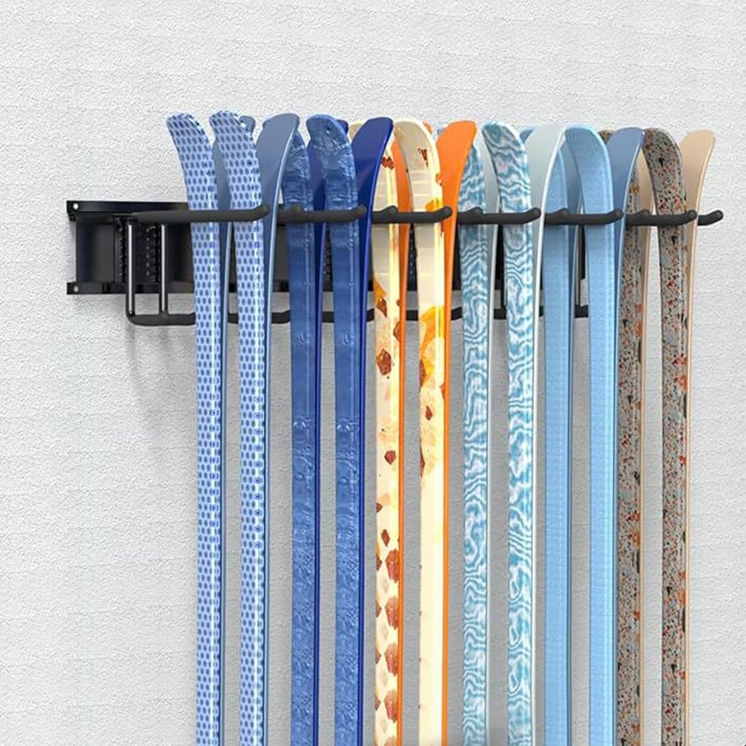 Mjaie Space Saving Ski Snowboard Wall Mount Antislip Secure Indoor Storage Organization Space Saving Ski Rack