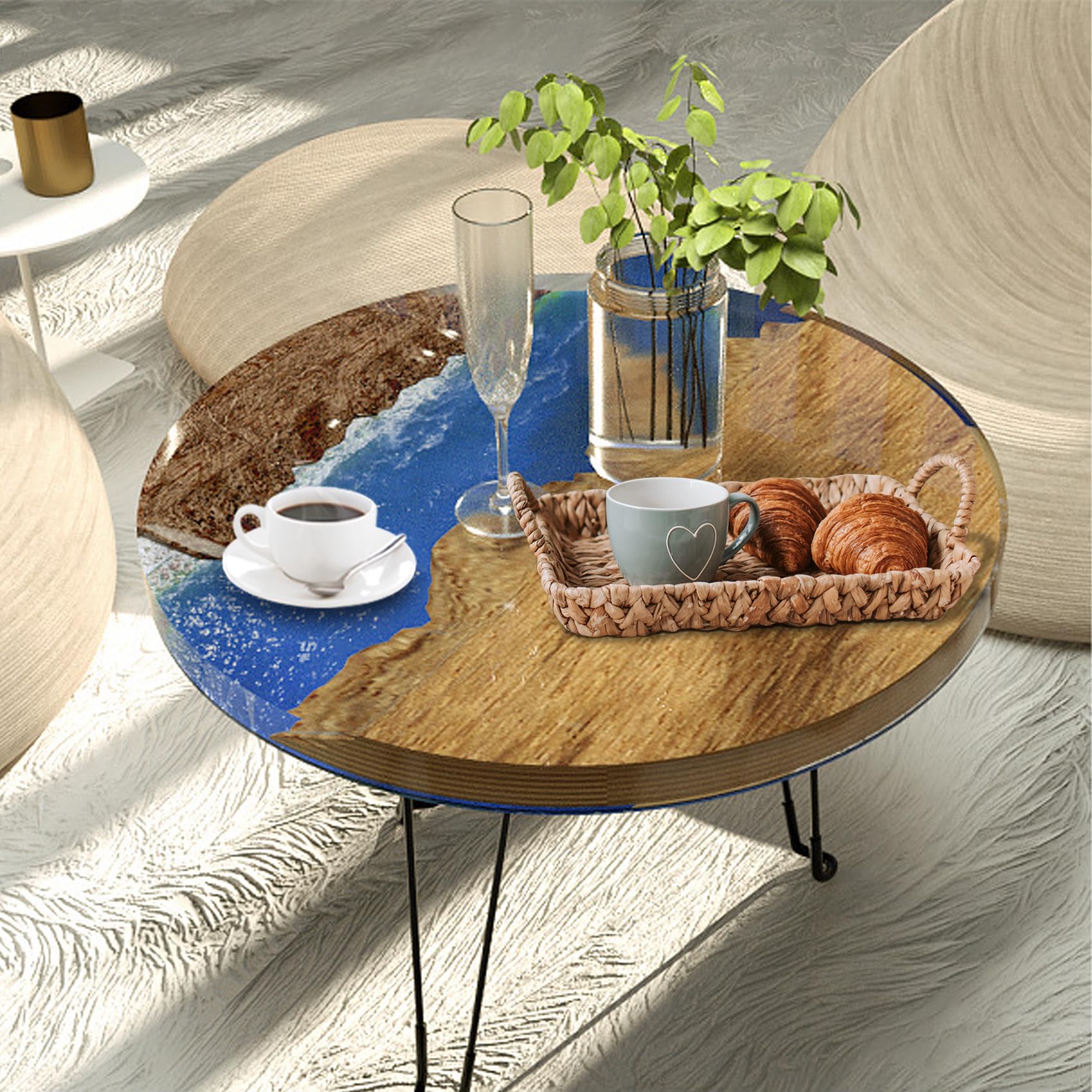 Molde grande de resina de silicona redonda, molde grande de resina epoxi para embutidos, mesa de resina de río, decoración del hogar (49 x 49 cm)