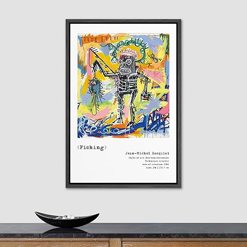 Miniatura 3 de SIGNLEADER Lienzo enmarcado para pared pesca de Jean-Michel Basquiat maestro de cultura pop ilustraciones de bellas artes arte pop decorativo