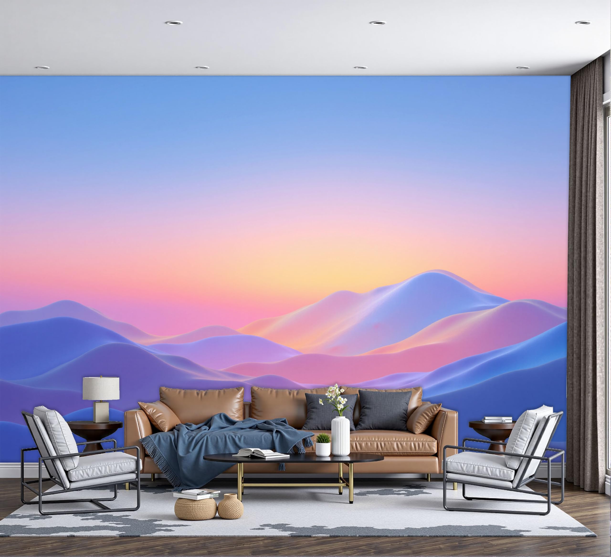 Papier peint panoramique montagnes pour créer un espace de méditation zen