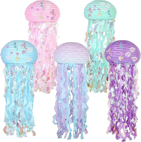 Quallen Papierlaternen - 6 Stück Meerjungfrau Deko Für Ozean-Party